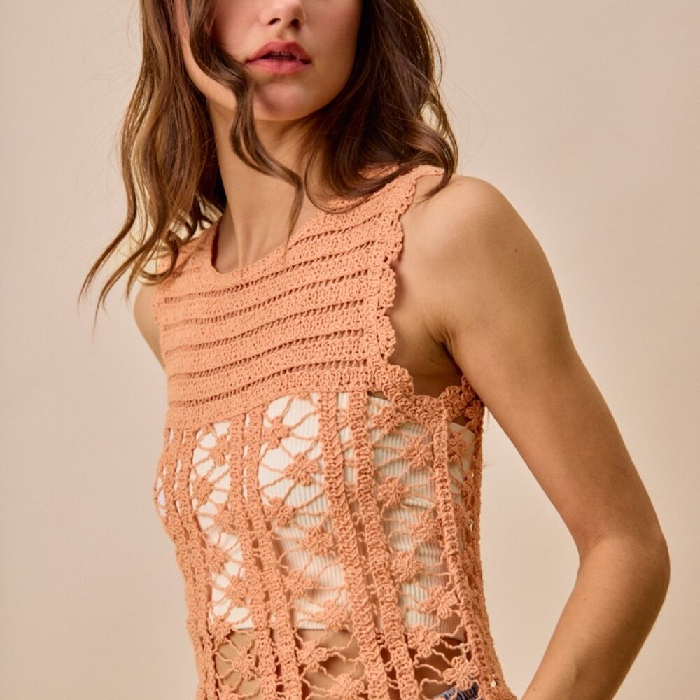 SO ME Crochet Knitted Lace Sweater‎ Tank Top - Picture 3 of 11
